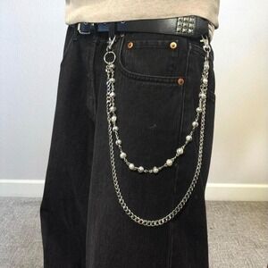 Silver double chain belt
